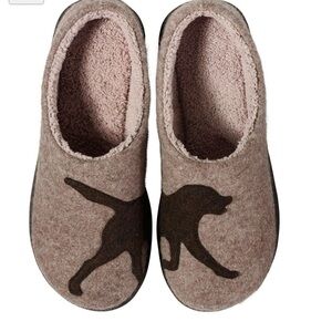 L.L. Bean Wool Daybreak Scuffs Brown Dog Slippers Women's Size 9